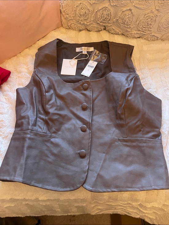 Anthropologie Jackets & Blazers - Anthropologie brown faux leather Button-Front Vest